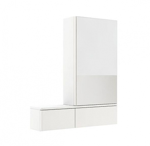 Шкафчик с зеркалом 80cm, правый, белый глянец 				