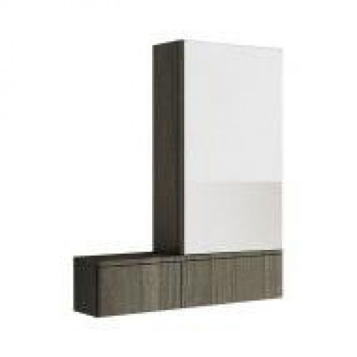 Шкафчик с зеркалом 80cm, правый, серый ясень    				