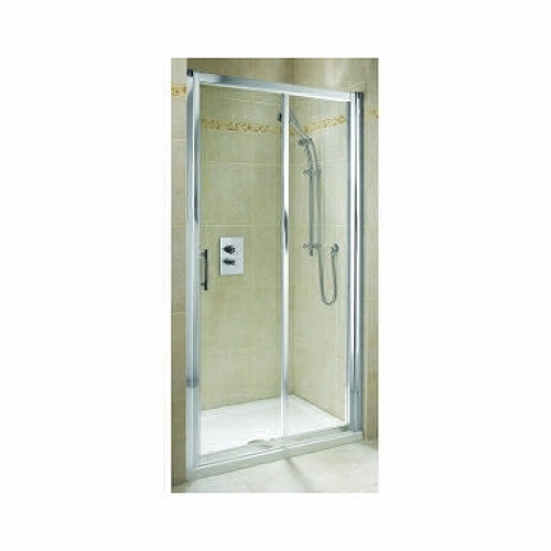 Двери раздвижные 2-элементные 110 см, закаленное стекло, серебряный блеск. (кабина состоит из двух частей)				