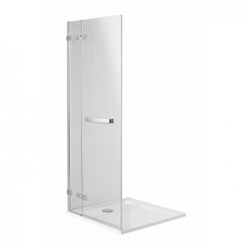 Двери распашные 120 см с релингом, левые, закаленное стекло, хром / серебряный блеск, Reflex/ серебряный блеск, Reflex				